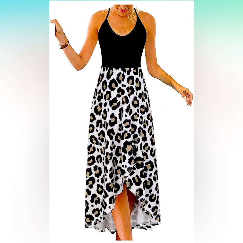 High-low Dress with Leopard Print Skirt